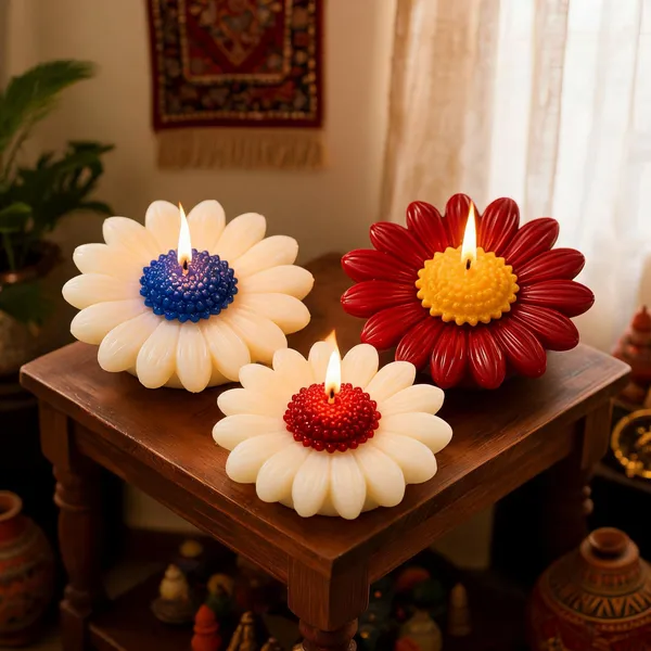 Daisy_Flower_Shaped_Lavender_Scented_Decorative_Wax_Candles_Set_Of_3