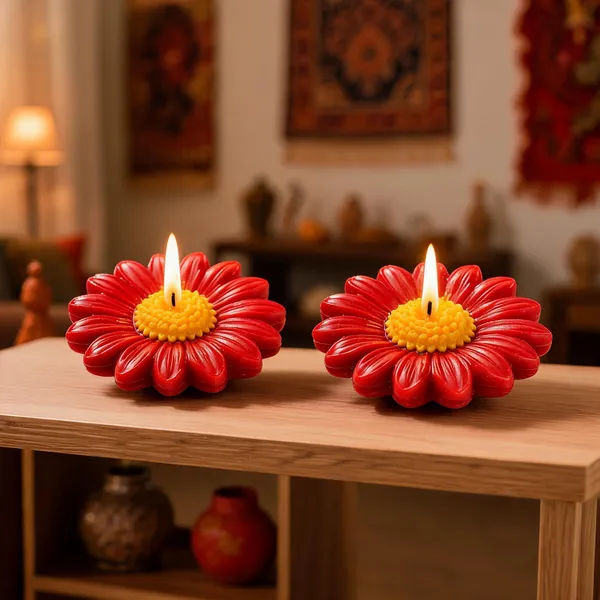 Red_Daisy_Flower_Shaped_Lavender_Scented_Floating_Candle_-_Pack_Of_2