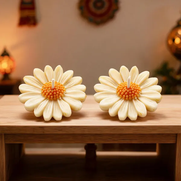 Daisy_Flower_Shaped_Lavender_Scented_Decorative_Wax_Candle_-_Pack_Of_2