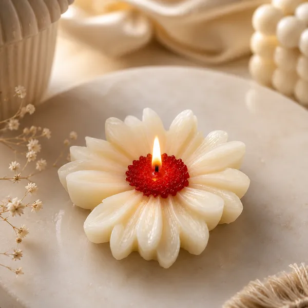 Ivory_Daisy_Flower_Shaped_Lavender_Decorative_Wax_Candle_-_Pack_Of_2