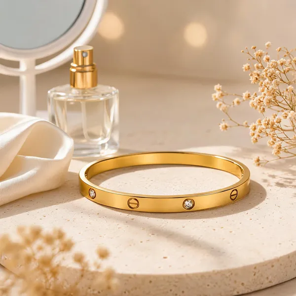 Gold_Plated_Studded_Screw_Design_Bangle_Bracelet_For_Women