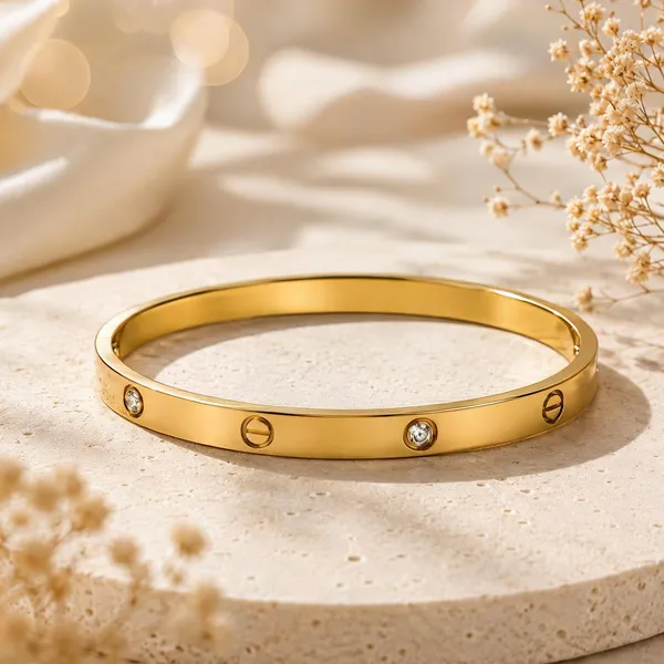 Gold_Plated_Studded_Screw_Design_Bangle_Bracelet_For_Women