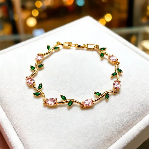 Gold_Toned_Floral_Vine_Crystal_Bracelet_For_Women