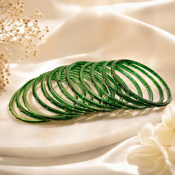 Green_Glass_Gold_Dotted_Traditional_Bangles_Set_For_Women_Pack_Of_12