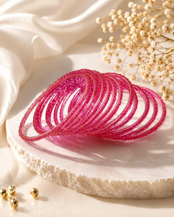 Pink_Glitter_Metal_Bangles_Set_For_Women_Pack_Of_12