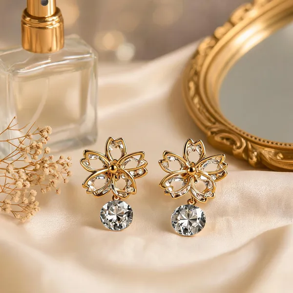 Gold_Floral_Crystal_Drop_Earrings_For_Women_-_Pack_Of_2