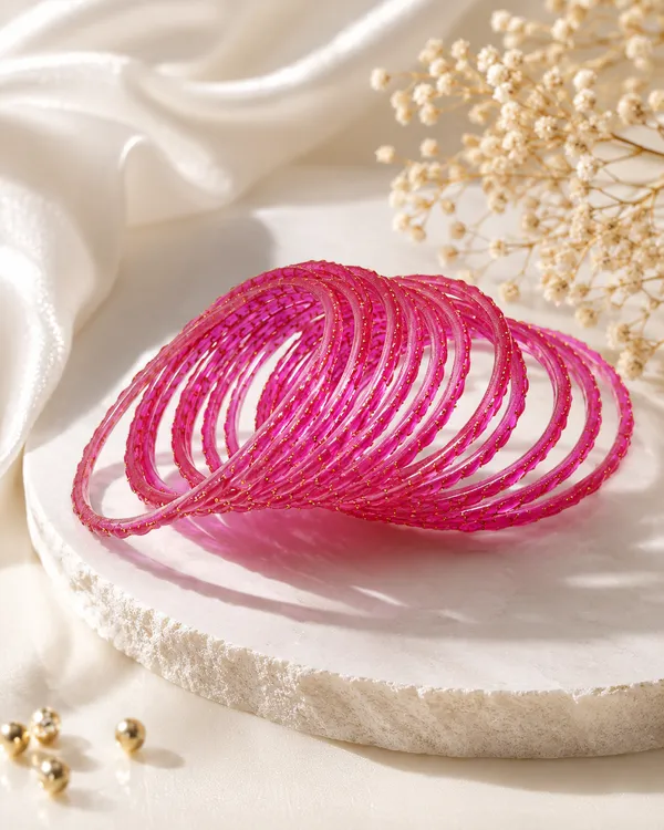 Pink_Glitter_Metal_Bangles_Set_For_Women_Pack_Of_12