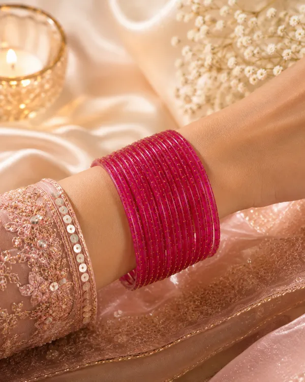 Pink_Glitter_Metal_Bangles_Set_For_Women_Pack_Of_12