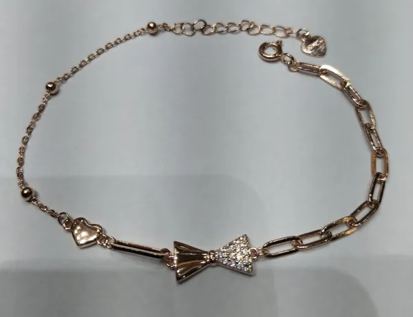 Silver_Bow_Heart_Charm_Chain_Bracelet_For_Women