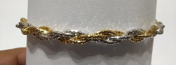 Gold_Silver_Dual_Tone_Twisted_Textured_Bracelet_For_Women