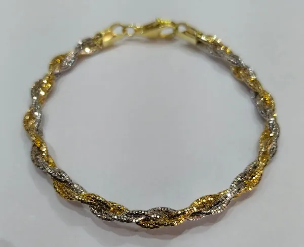 Gold_Silver_Dual_Tone_Twisted_Textured_Bracelet_For_Women