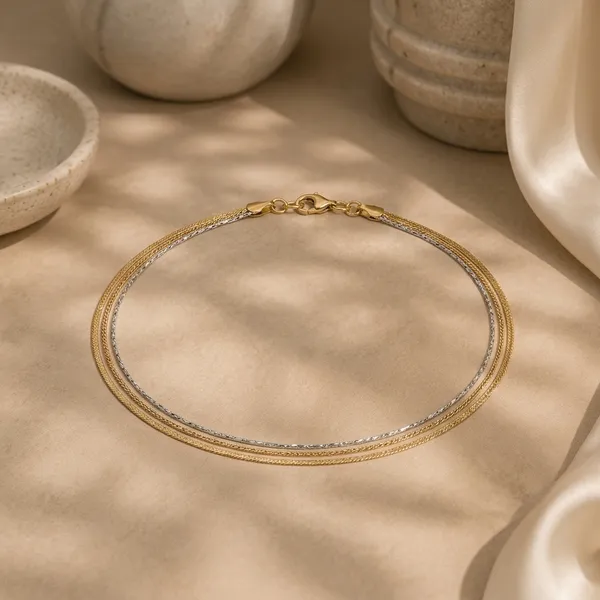 Silver_Gold_Mixed_Tone_Layered_Anklet_For_Women