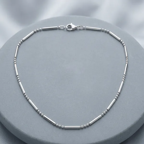 Silver_Sterling_Beaded_Tube_Link_Long_Necklace_For_Women
