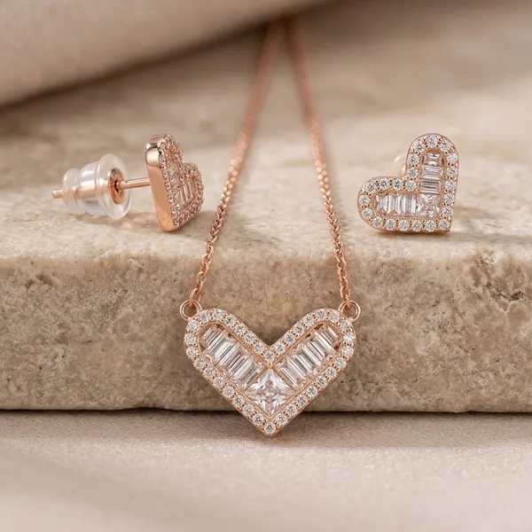 Rose_Gold_Sterling_Silver_Heart_Pendant_Stud_Earrings_Set_For_Women