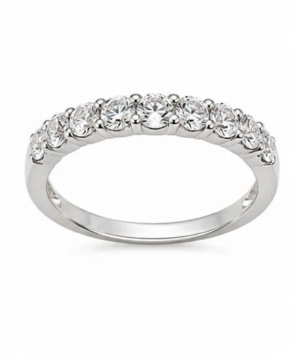 Silver_Sterling_925_Clear_Stone_Row_Band_Ring_For_Women