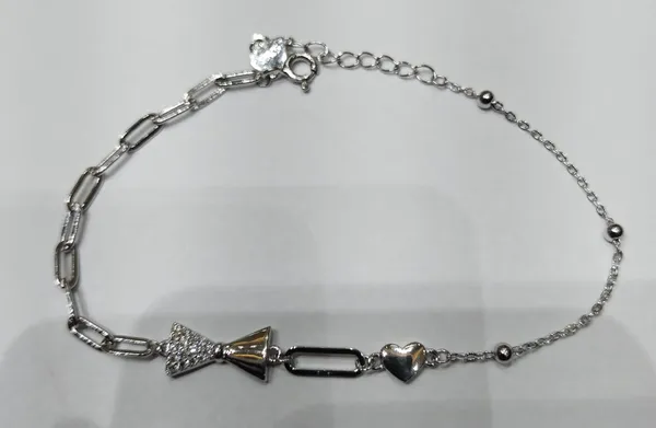 Silver_Bow_Heart_Charm_Chain_Bracelet_For_Women