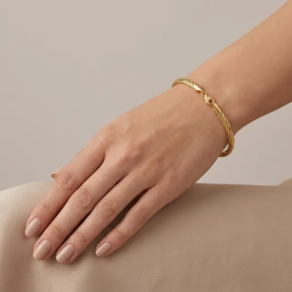 Gold_Tone_Sterling_Braided_Chain_Bracelet_For_Women