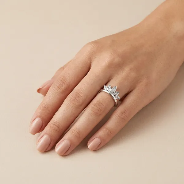 Silver_Floral_Crown_Setting_Ring_For_Women