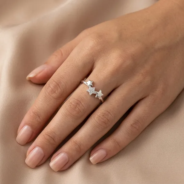 Silver_Three_Star_Motif_Ring_For_Women