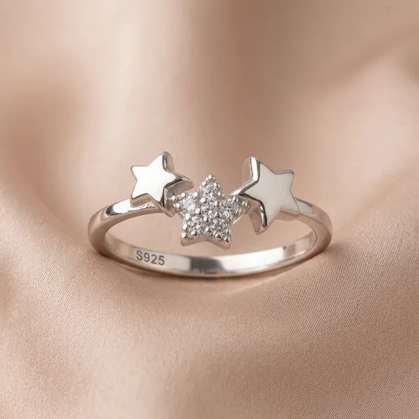 Silver_Three_Star_Motif_Ring_For_Women