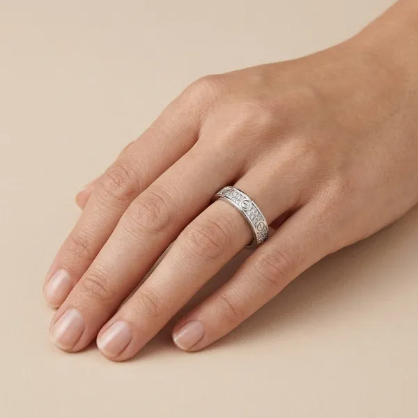 Silver_Sterling_Textured_Circular_Motif_Band_Ring_For_Women
