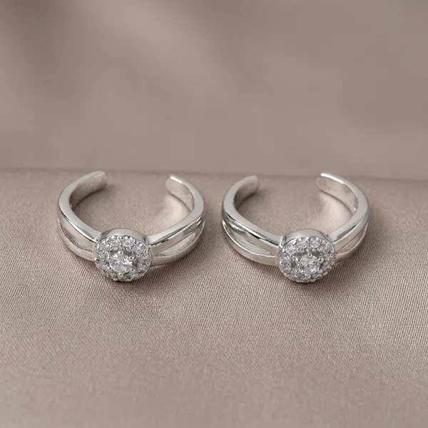 Silver_Floral_Stone_Open_Band_Toe_Rings_For_Women