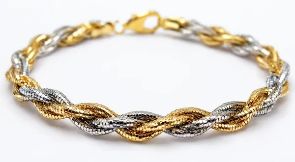 Gold_Silver_Dual_Tone_Twisted_Textured_Bracelet_For_Women