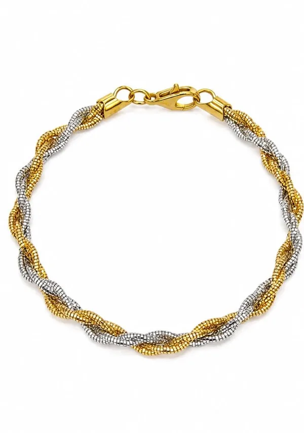 Gold_Silver_Dual_Tone_Twisted_Textured_Bracelet_For_Women