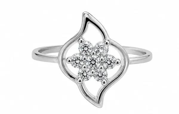 Silver_Floral_Openwork_Cluster_Ring_For_Women
