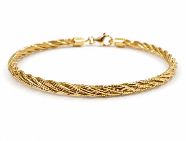 Gold_Tone_Sterling_Braided_Chain_Bracelet_For_Women