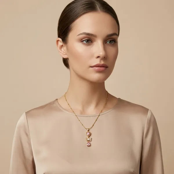 Pink_Diamond_Oval_Link_Pendant_Necklace_For_Women