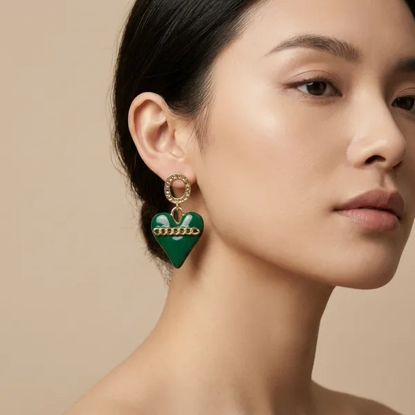 Green_Heart_Stud_Earrings_For_Women