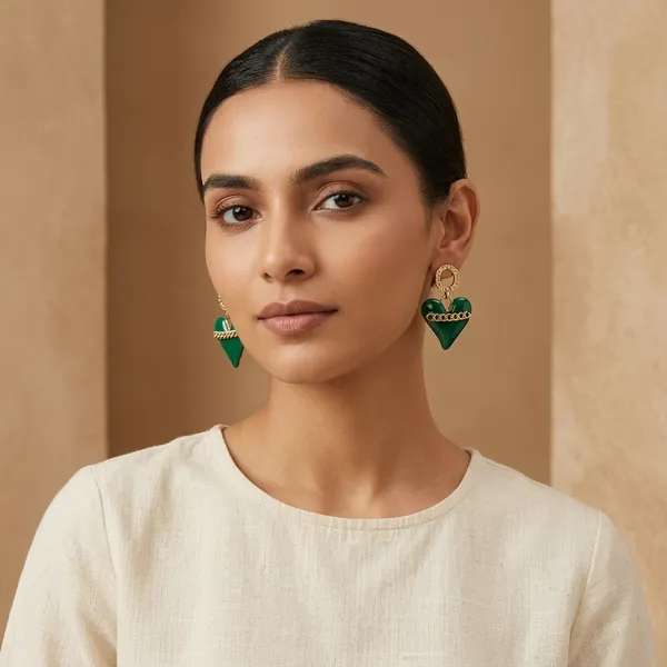 Green_Heart_Stud_Earrings_For_Women