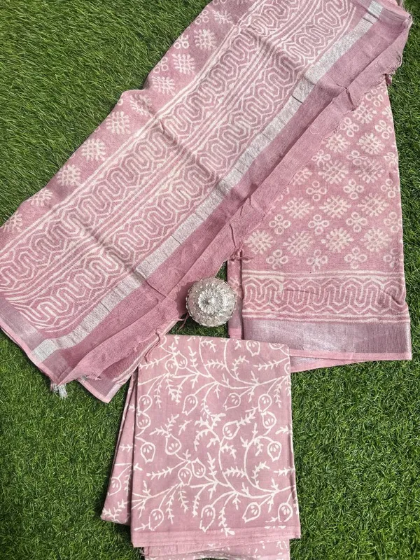 Pink_Cotton_Linen_Dress_Material_For_Women