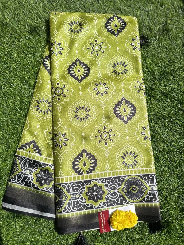 Green_Semi_Dola_saree_For_Women