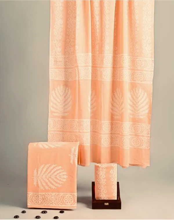 Peach_Cotton_Linen_Dress_Material_For_Women