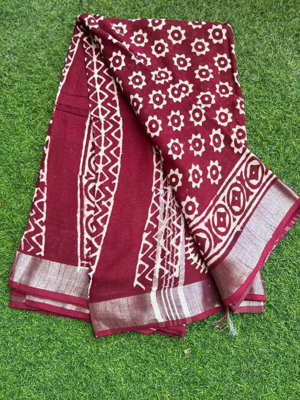 Maroon_Cotton_Linen_Linen_-_Cotton-_saree_For_Women