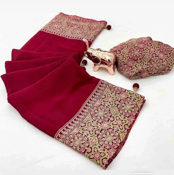Maroon_Satin_saree_For_Women