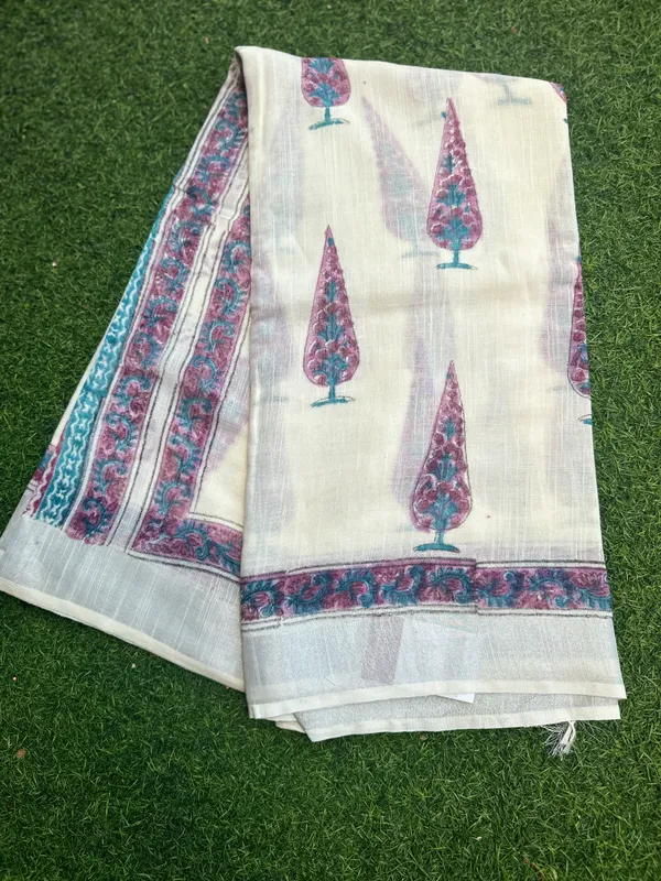 White_Cotton_Linen_Linen_-_Cotton-_saree_For_Women