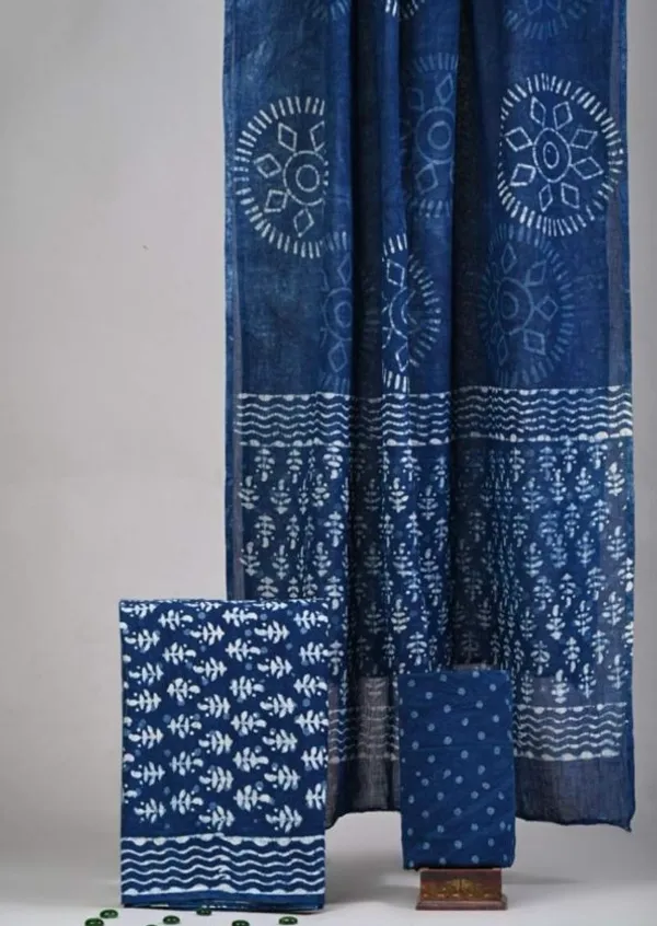 Blue_Cotton_Linen_Dress_Material_For_Women