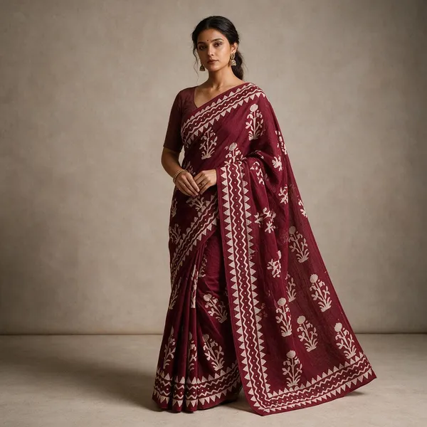 Maroon_Cotton_Mulmul_Saree_for_Women