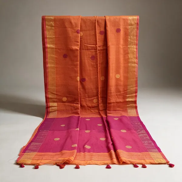 Orange_Woven_Traditional_Khadi_cotton_Saree_for_Women