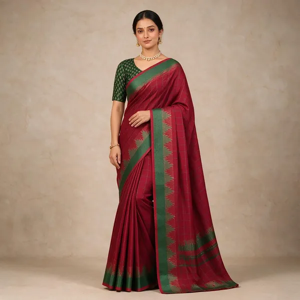 Red_And_Green_Woven_Traditional_Saree_for_Women