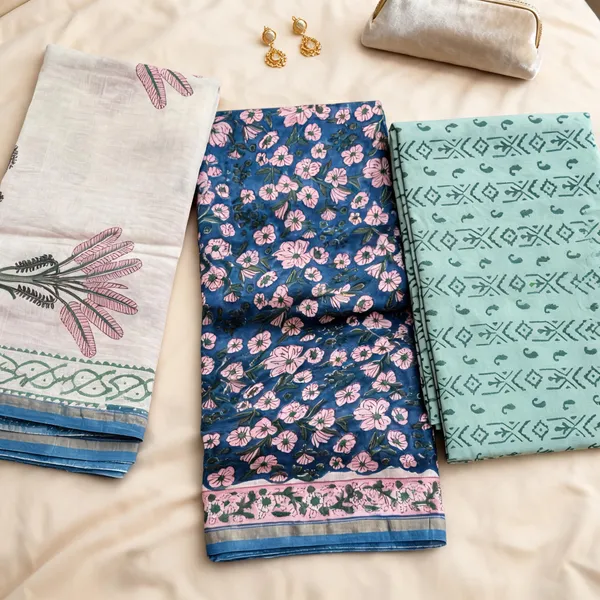 Blue_Chanderi_Silk_Dress_Material_For_Women