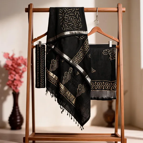 Black_Cotton_Linen_Dress_Material_For_Women