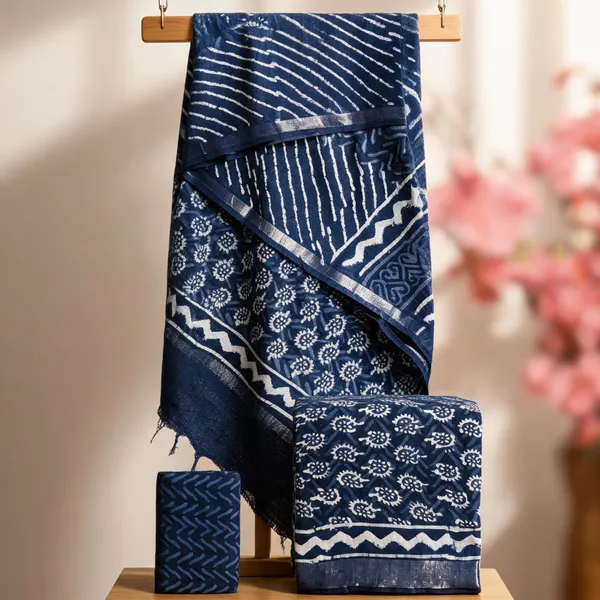 Navy_Blue_Cotton_Linen_Dress_Material_For_Women