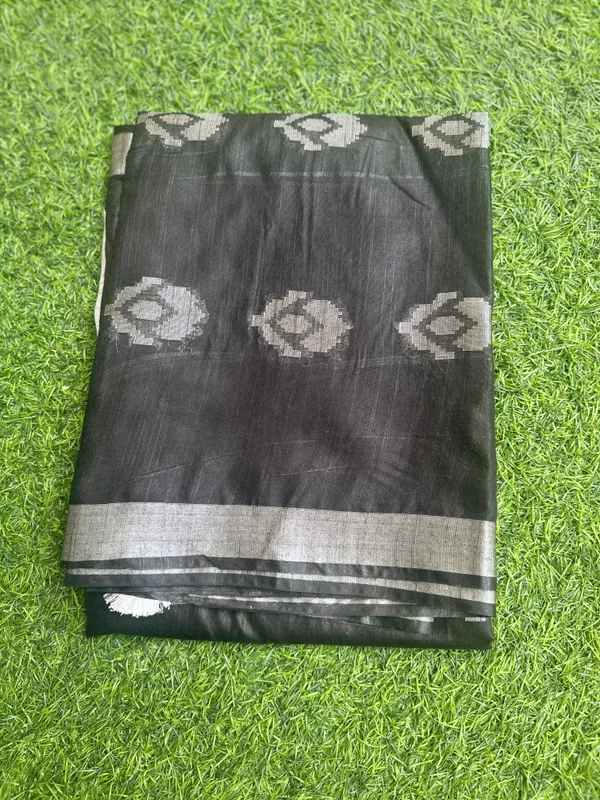 Black_Cotton_Linen_Linen_-_Cotton-_saree_For_Women
