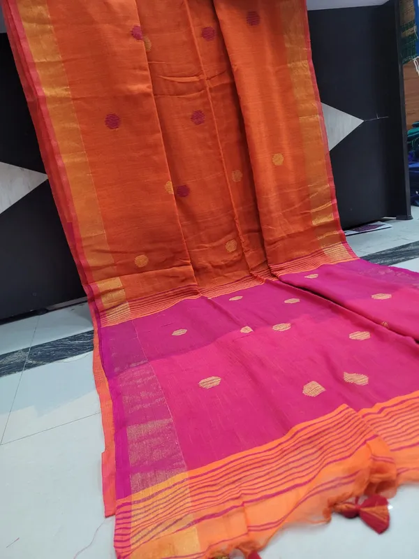 Orange_Woven_Traditional_Khadi_cotton_Saree_for_Women