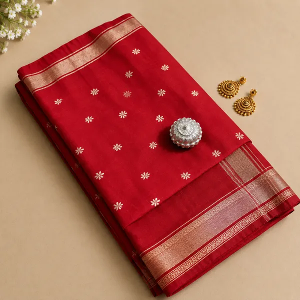 Red_Maheshwari_Silk_Cotton_saree_For_Women