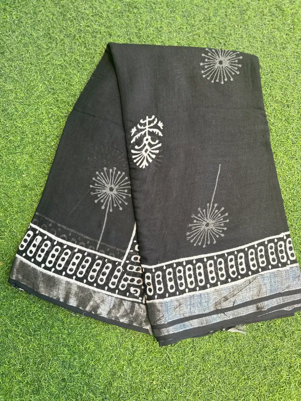 Black_Cotton_Linen_Linen_-_Cotton-_saree_For_Women